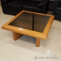 Oak and Smoked Glass Square Coffee Table